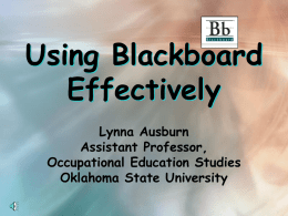 Using Blackboard Effectively - Northwestern Oklahoma State