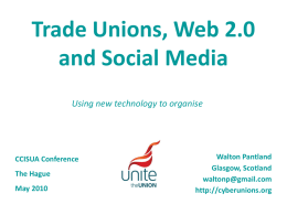 Trade Unions, Web 2.0 and Social Media