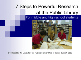 10 Steps to Great Research at the Public Library For