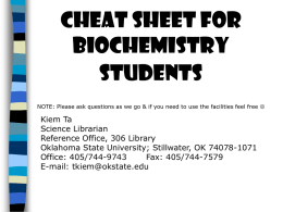 Cheat Sheet for Biochem