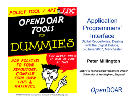 OpenDOAR Tools: Application Programmers' Interface (API)