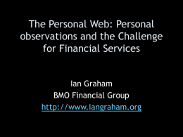 The Personal Web: Personal observations and the Challenge