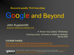 Google and Beyond slides - Welcome to UC Berkeley Library