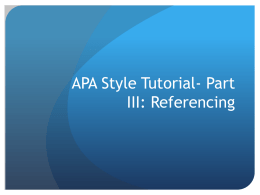 APA Style Tutorial- Part III: Referencing