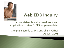 Web EDB Inquiry - UCSF Controller's Office