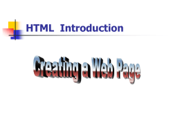 HTML Tutorial 1 Creating a Web Page