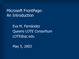 Microsoft FrontPage: An Introduction