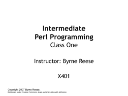Introduction to Perl Programming