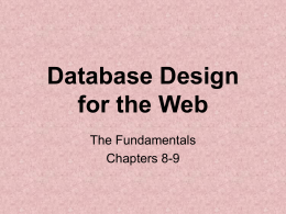 Database Design for the Web