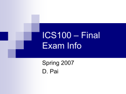 ICS100 – Final Exam Review