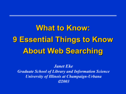WEB SEARCHING Part One - Community informatics