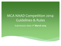 MCA NAAD Competition 2013: Guide & Rules