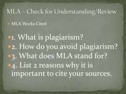 MLA – Check for Understanding/Review