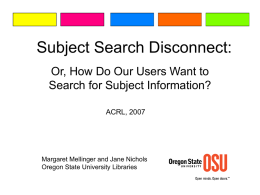 Subject Search Disconnect: