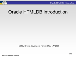 Oracle HTMLDB introduction