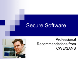 Secure Software - University of Wisconsin–Parkside