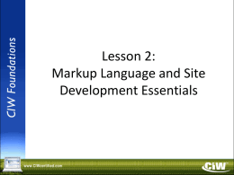 Lesson 2: Markup Language and Site Development Essentials