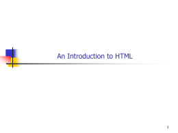 An Introduction to HTML - University of South Florida