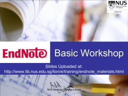 Basic EndNote Web workshop