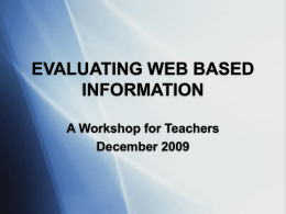 EVALUATING WEB BASED INFORMATION - LVUSD