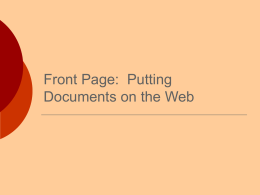 Front Page: Putting Documents on the Web