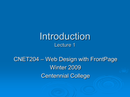 Introduction Lecture 1