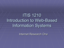 ITIS 1210 Introduction to Web