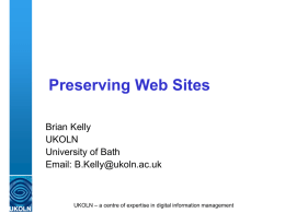 Web Site Preservation - Arts and Humanities Data Service