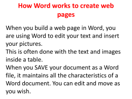 How Word works to create web pages