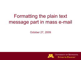 Formatting the plain text message part in mass e