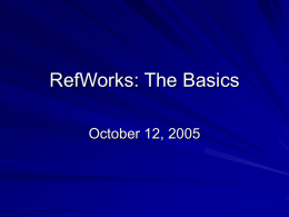Introduction to RefWorks