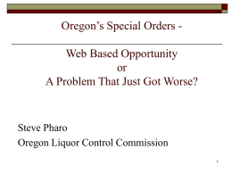 Oregon’s On-line Web based Special Order Process