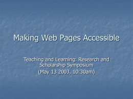 Making Web Pages Accessible - University of Saskatchewan