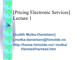 [Pricing Electronic Services] Lecture 1