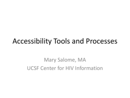 Accessibility Tools and Processes