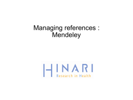 Module 5.3 Mendeley Reference Management Software