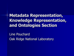 Metadata Representation, Knowledge Representation, and