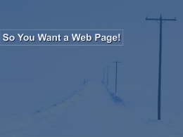 So You Want A Webpage