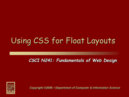 Using CSS for Layout - Department of Computer and Information