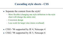ECT 270 Cascading style sheets Part I