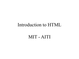 Lecture 1: HTML