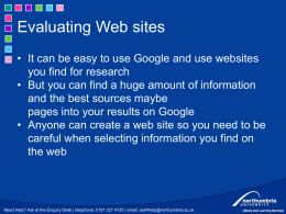 Evaluating web sites (new window)