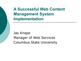 Successful WCMS Implementation - CSU Web Services
