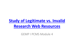 Study of Legitimate vs. Invalid Research Web Resources