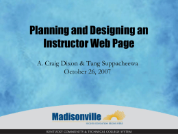 the Creating/Maintaining an Instructor Web Site