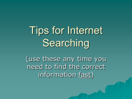 Tips for Internet Searching - Exeter Township School District