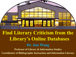 How to Find Literary Criticism in the Library Catalog and Online