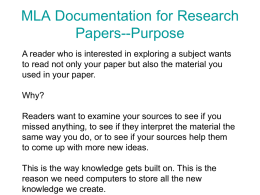 MLA Documentation for Research Papers--Purpose