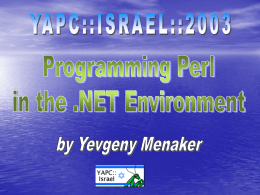 Programming Perl in the .NET environment