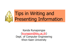 Tips in Writing and Presenting Information